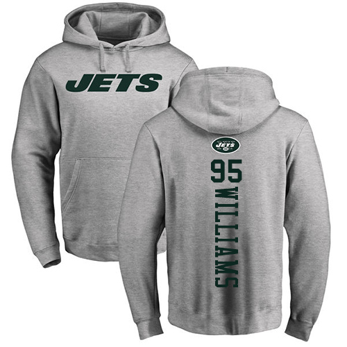 New York Jets Men Ash Quinnen Williams Backer NFL Football 95 Pullover Hoodie Sweatshirts